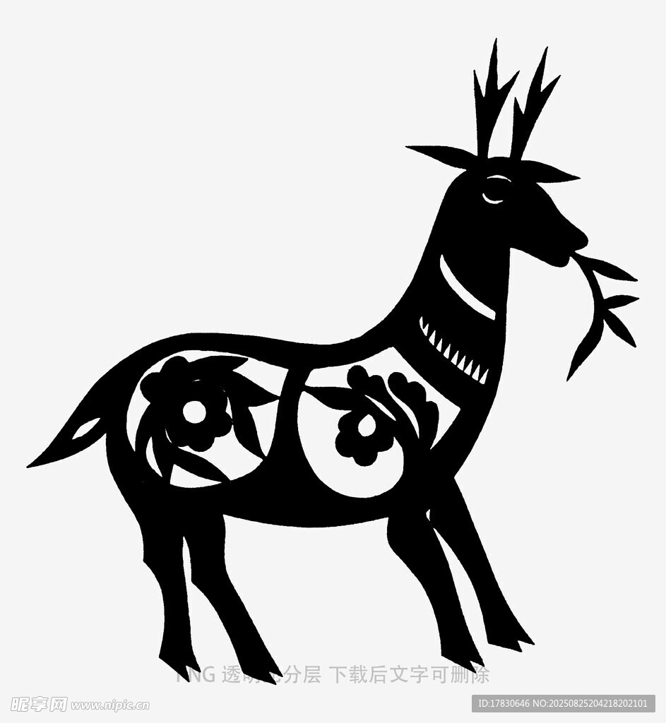傳統(tǒng)剪紙風(fēng)梅花鹿圖案