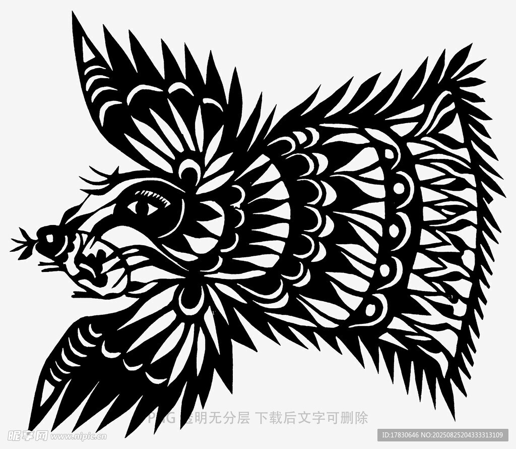黑白狼頭圖騰紋身圖案
