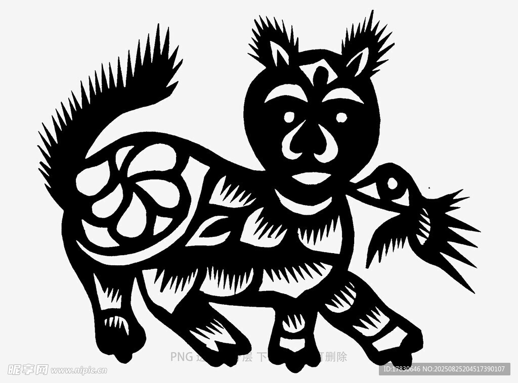 傳統(tǒng)剪紙風(fēng)的可愛動(dòng)物形象