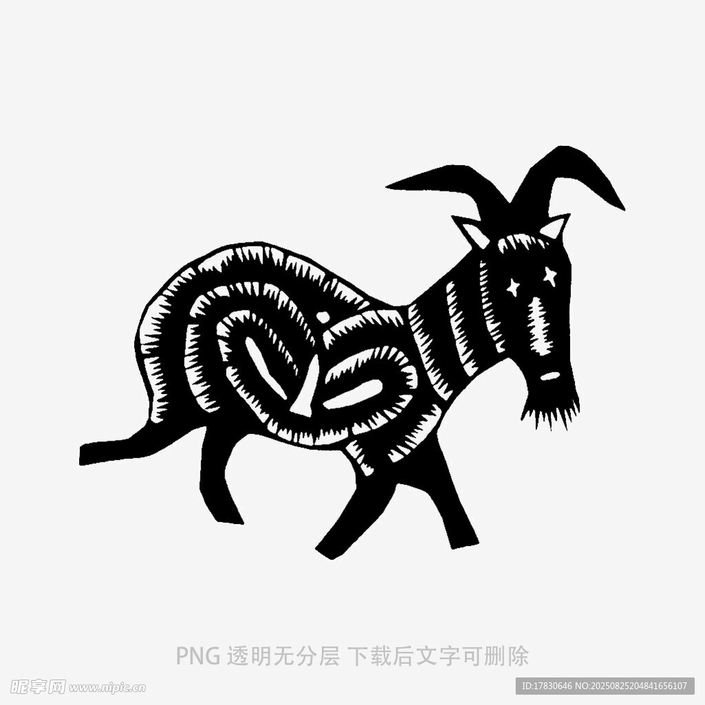 抽象風(fēng)格奔跑山羊圖案