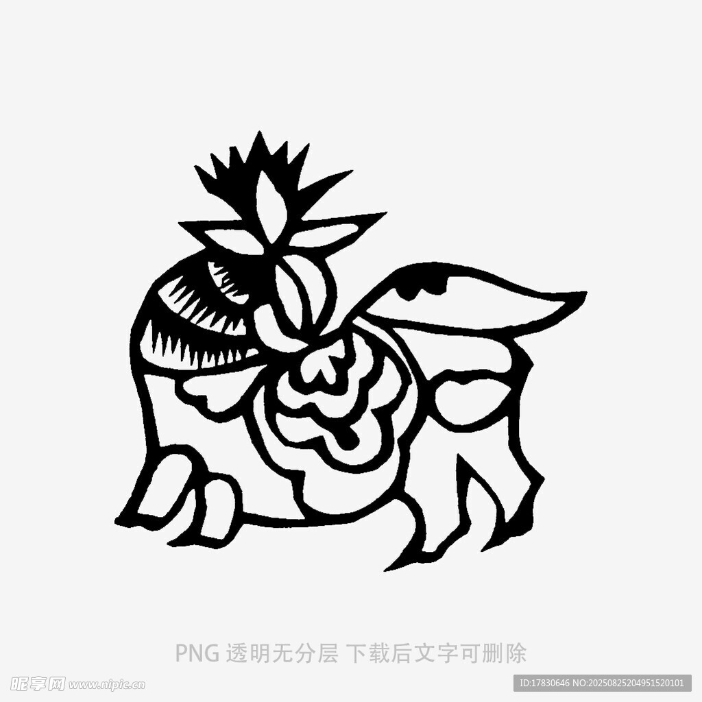 剪紙風(fēng)格的動物花卉圖案