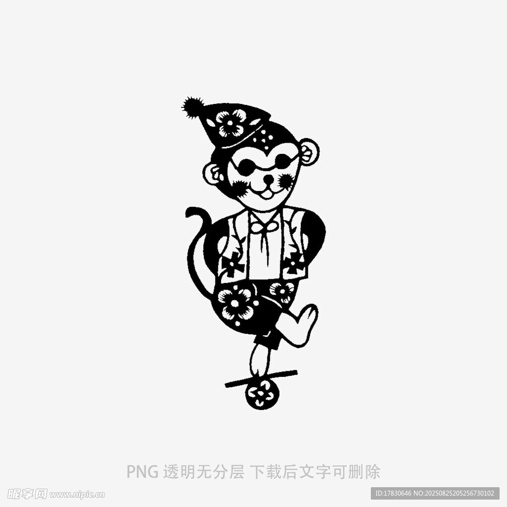 圣誕小猴獨(dú)輪車歡樂形象