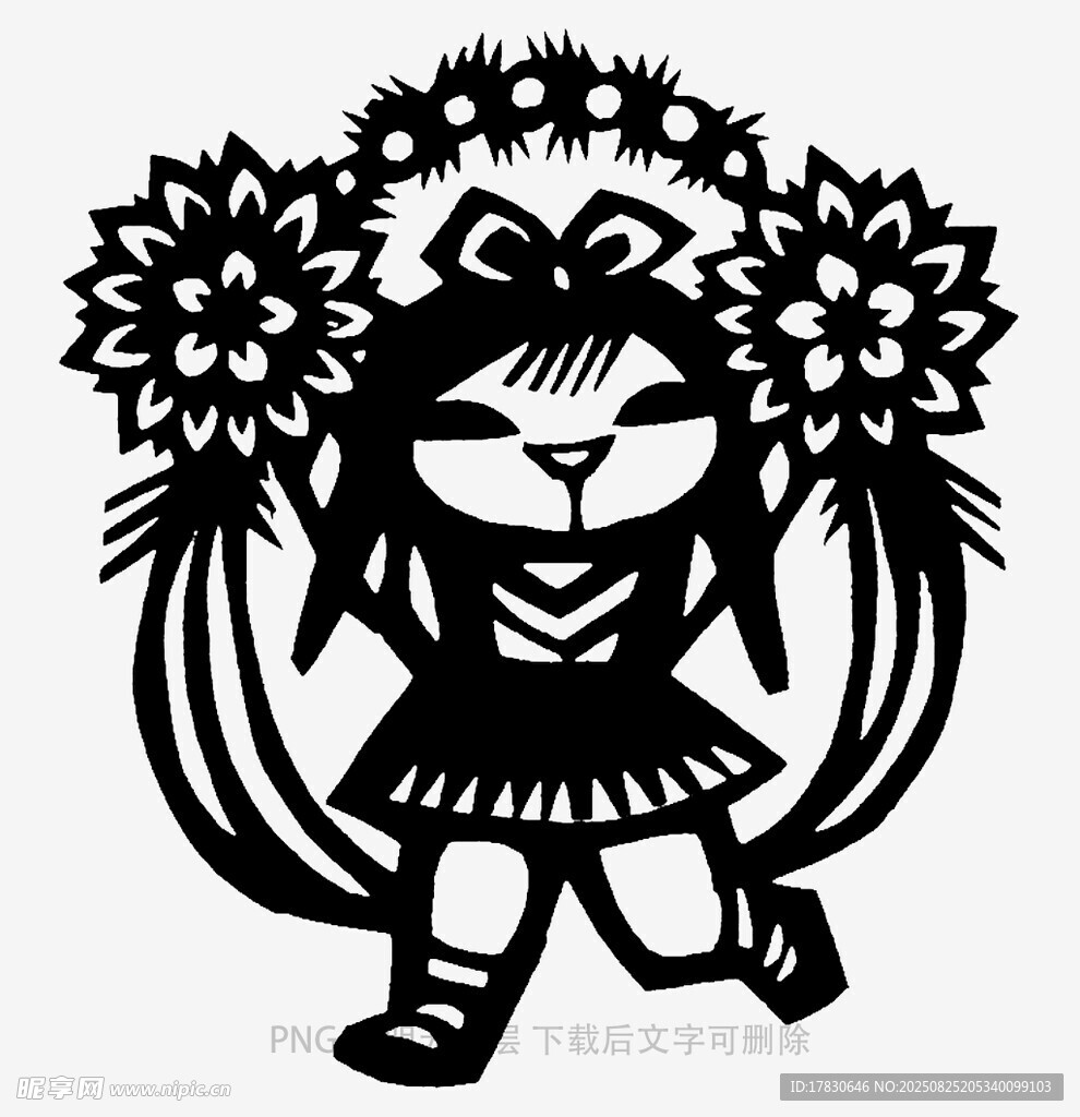卡通女孩花朵裝飾形象