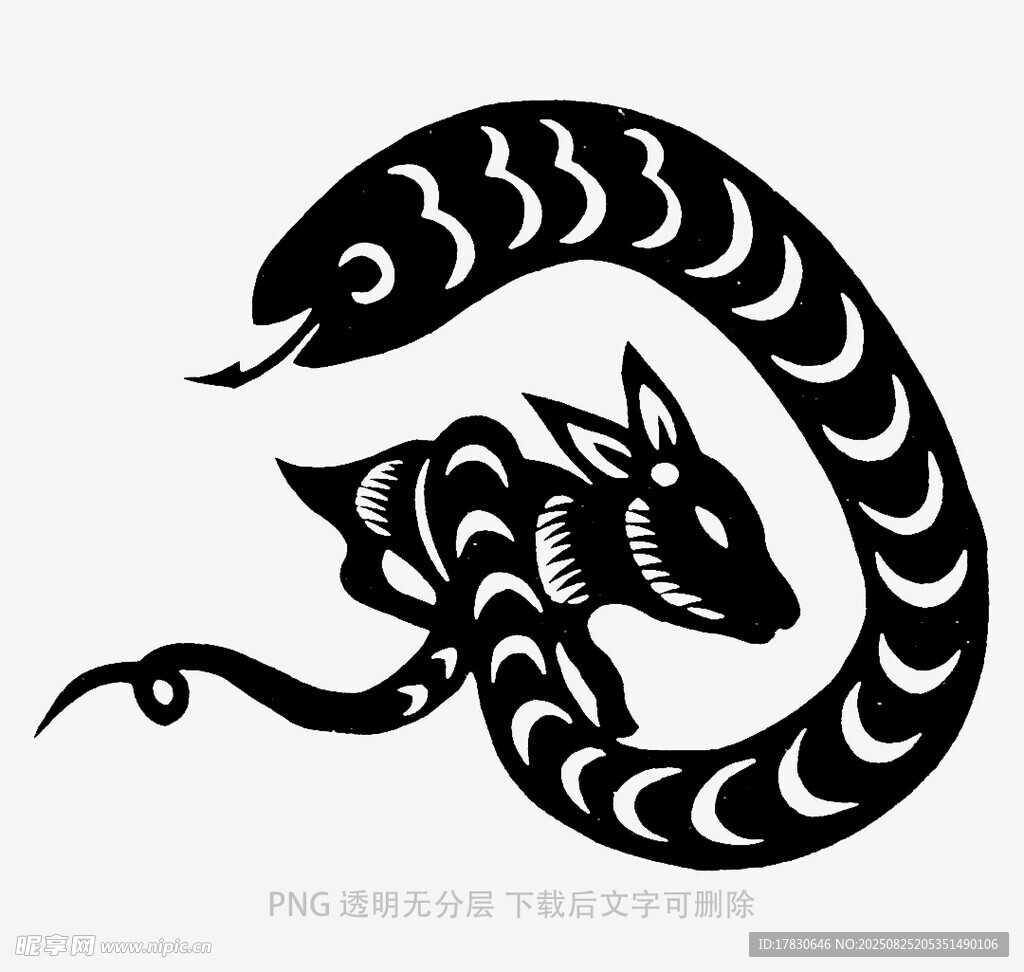 蛇纏兔剪紙藝術(shù)圖案