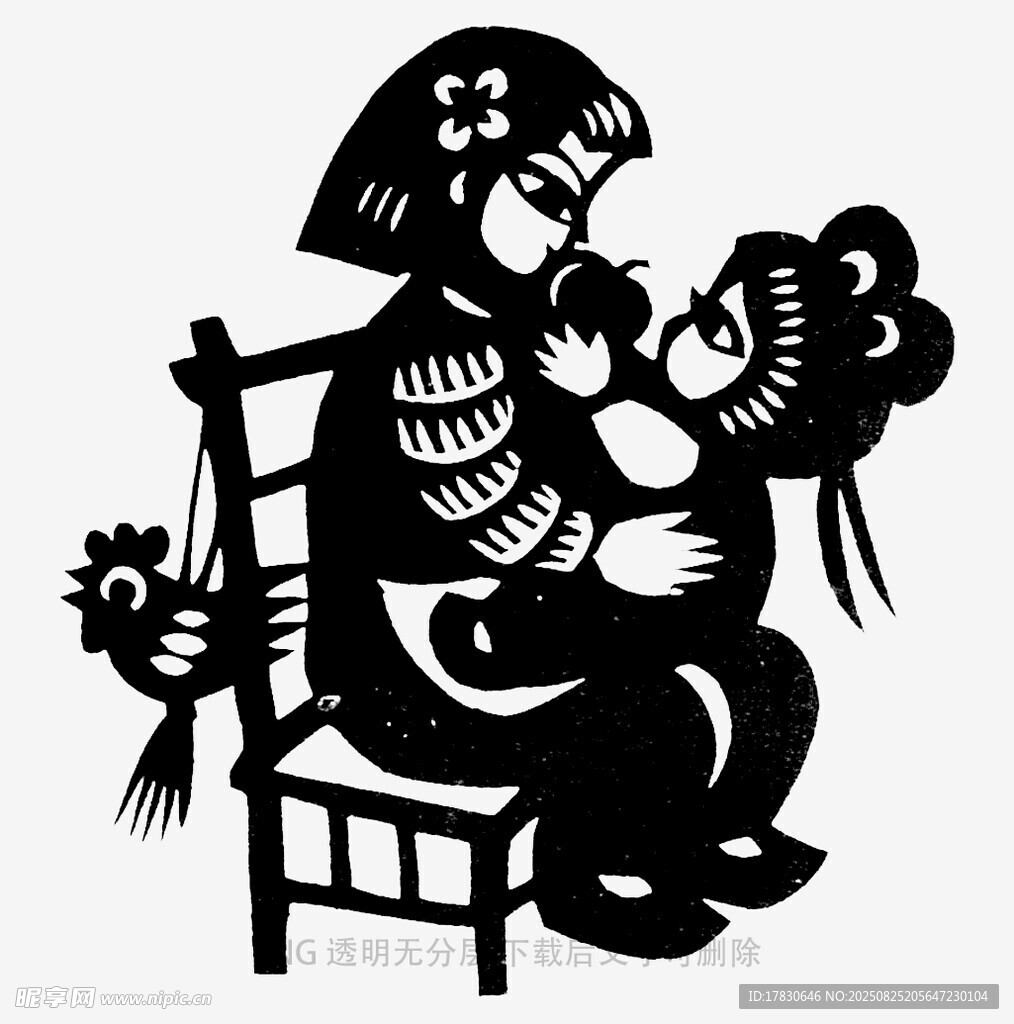 母親喂娃圖剪紙藝術(shù)
