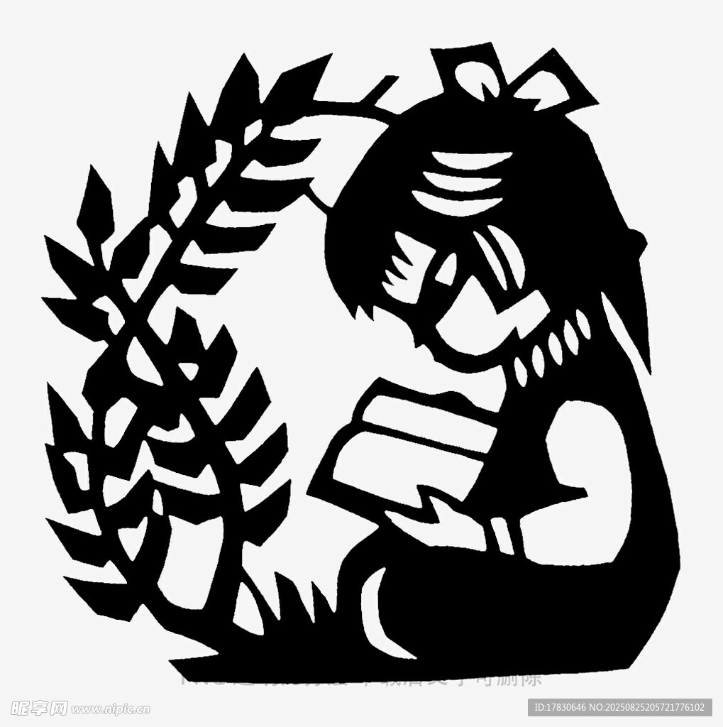 女孩樹下專注讀書剪影