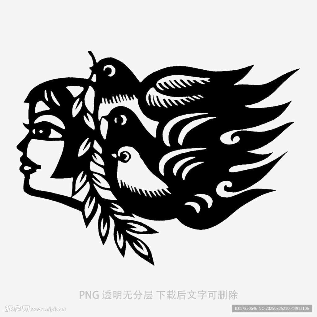 女子與飛鳥的創(chuàng)意紋身圖案