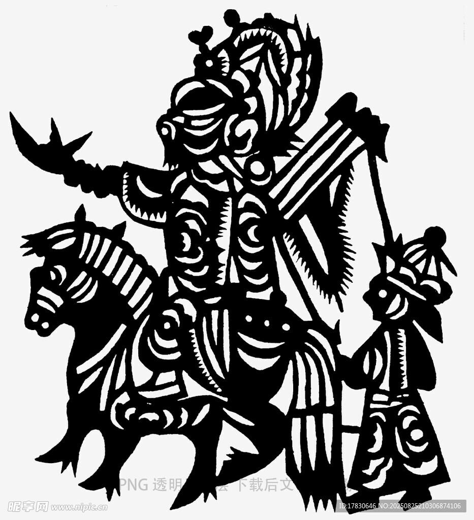 古代騎馬武士剪紙藝術(shù)