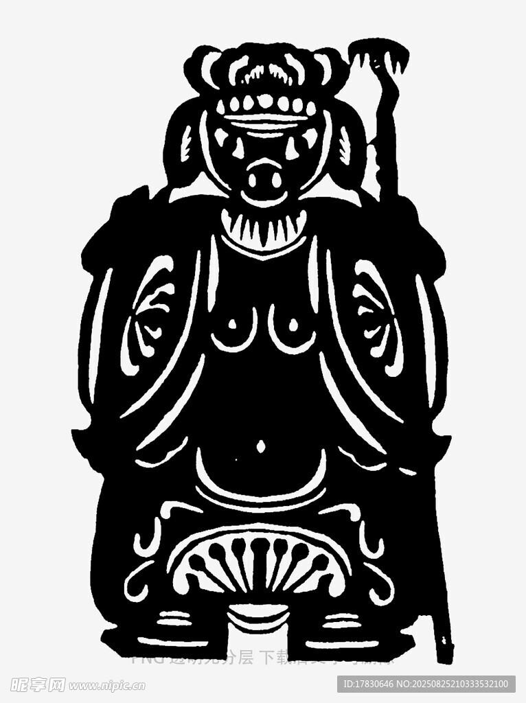 傳統(tǒng)剪紙風(fēng)格的神像圖案