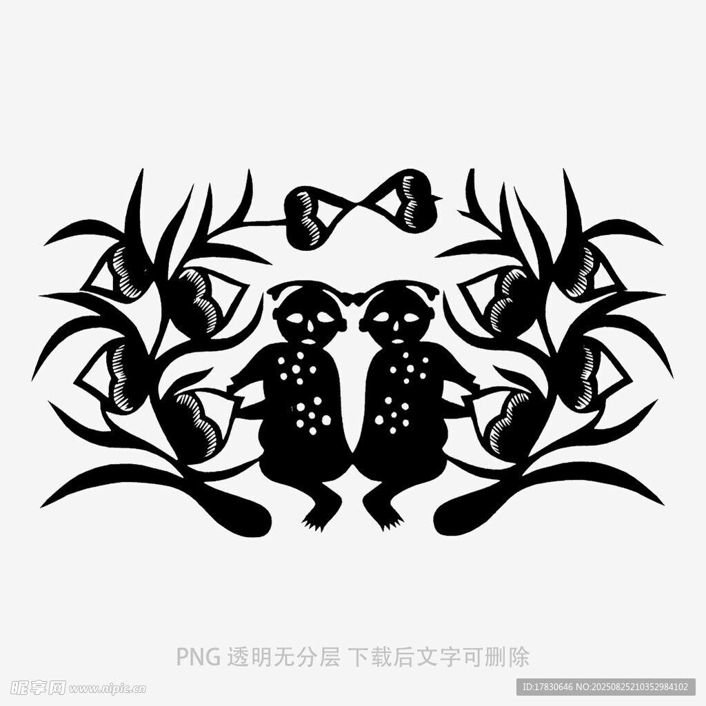 熊貓與竹的剪紙藝術(shù)圖案