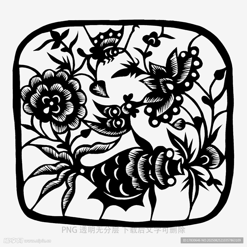 傳統(tǒng)剪紙花卉蝙蝠圖案