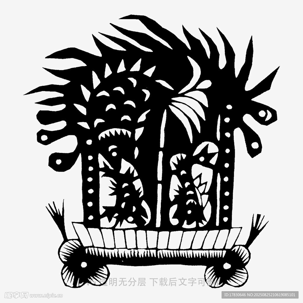 黑白剪紙風(fēng)植物景觀