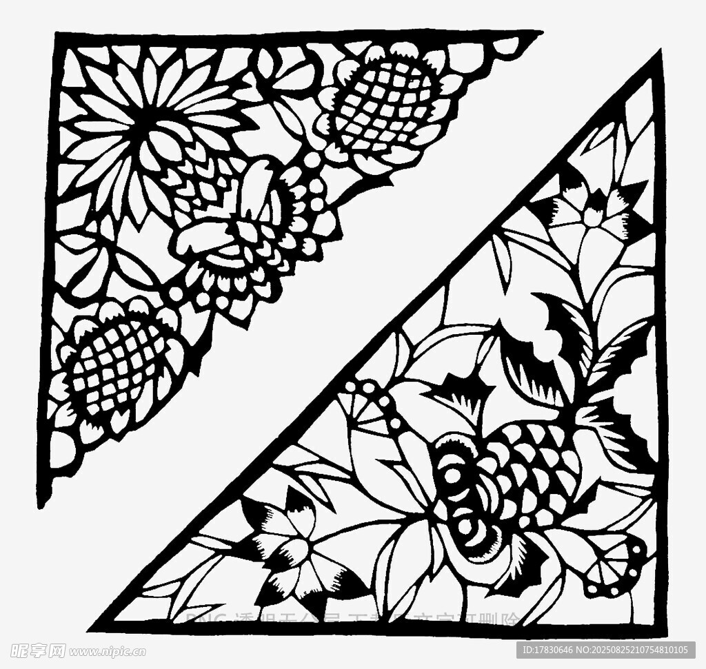 復(fù)古花卉三角圖案設(shè)計(jì)