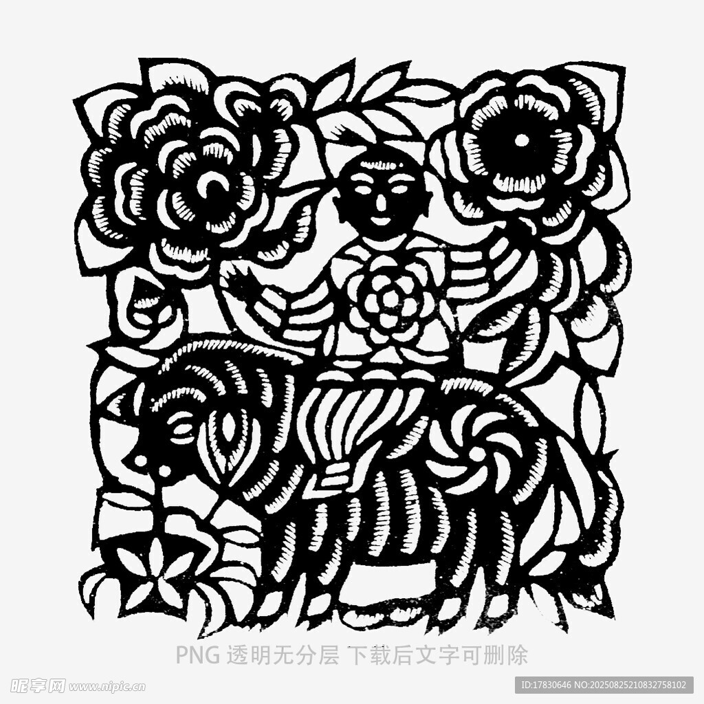 剪紙風(fēng)花卉動(dòng)物圖案