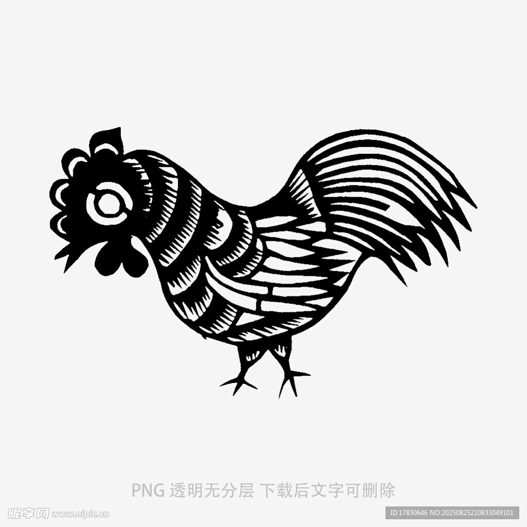 黑白公雞圖案設計