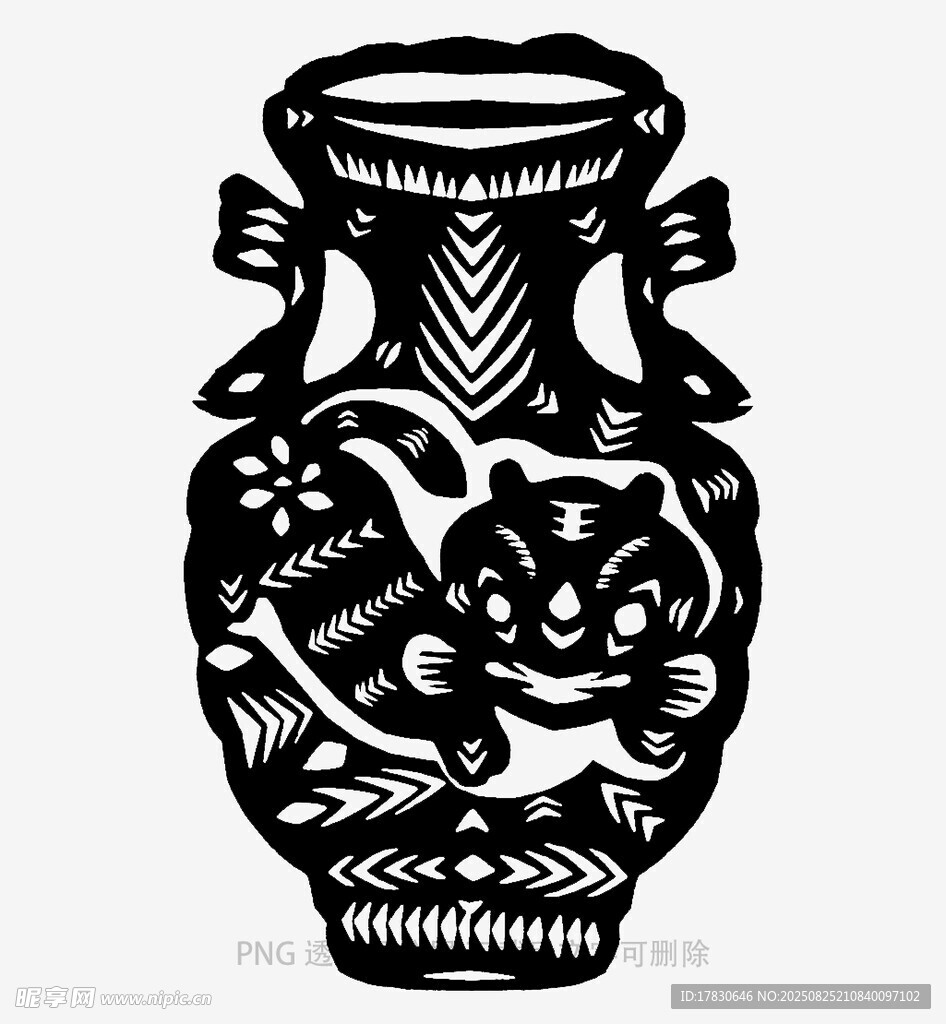 傳統(tǒng)花紋裝飾的古樸花瓶