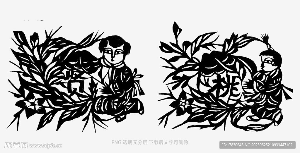 黑白花卉骷髏紋身圖案