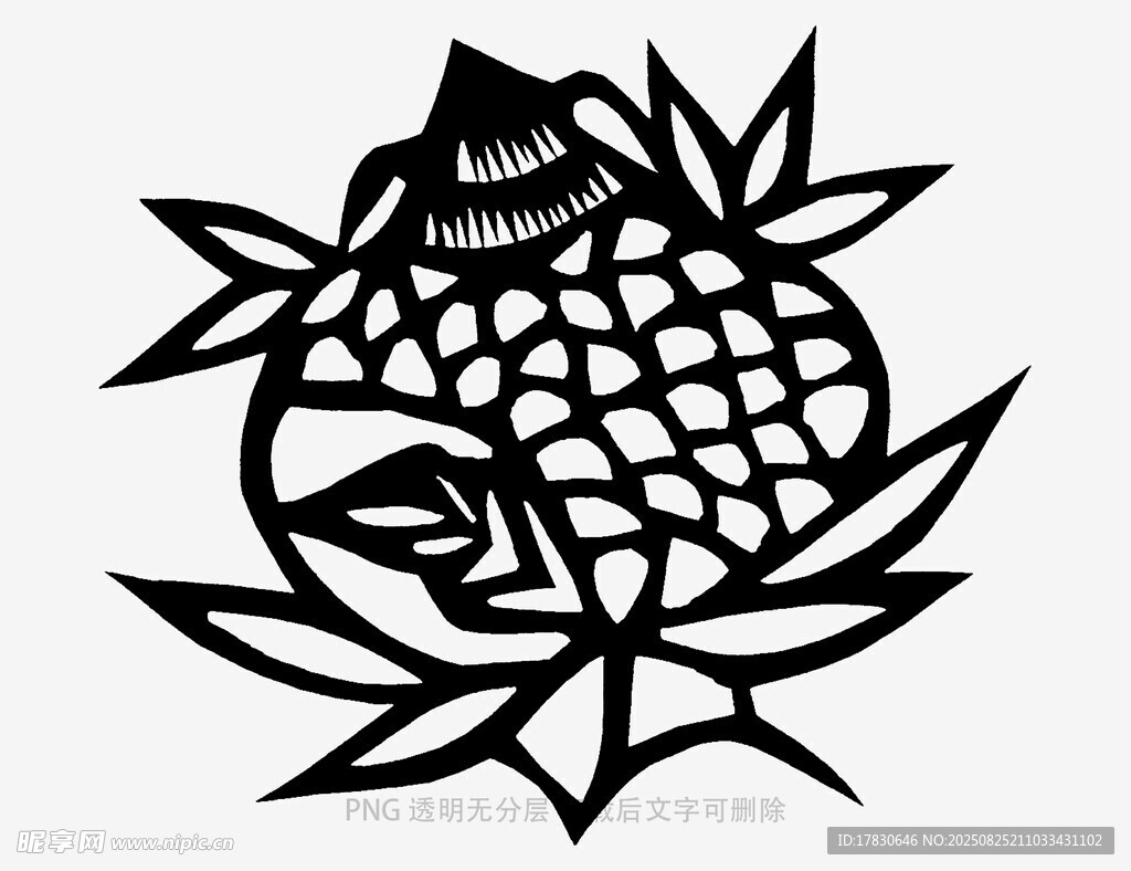 黑白石榴蓮花圖案設(shè)計