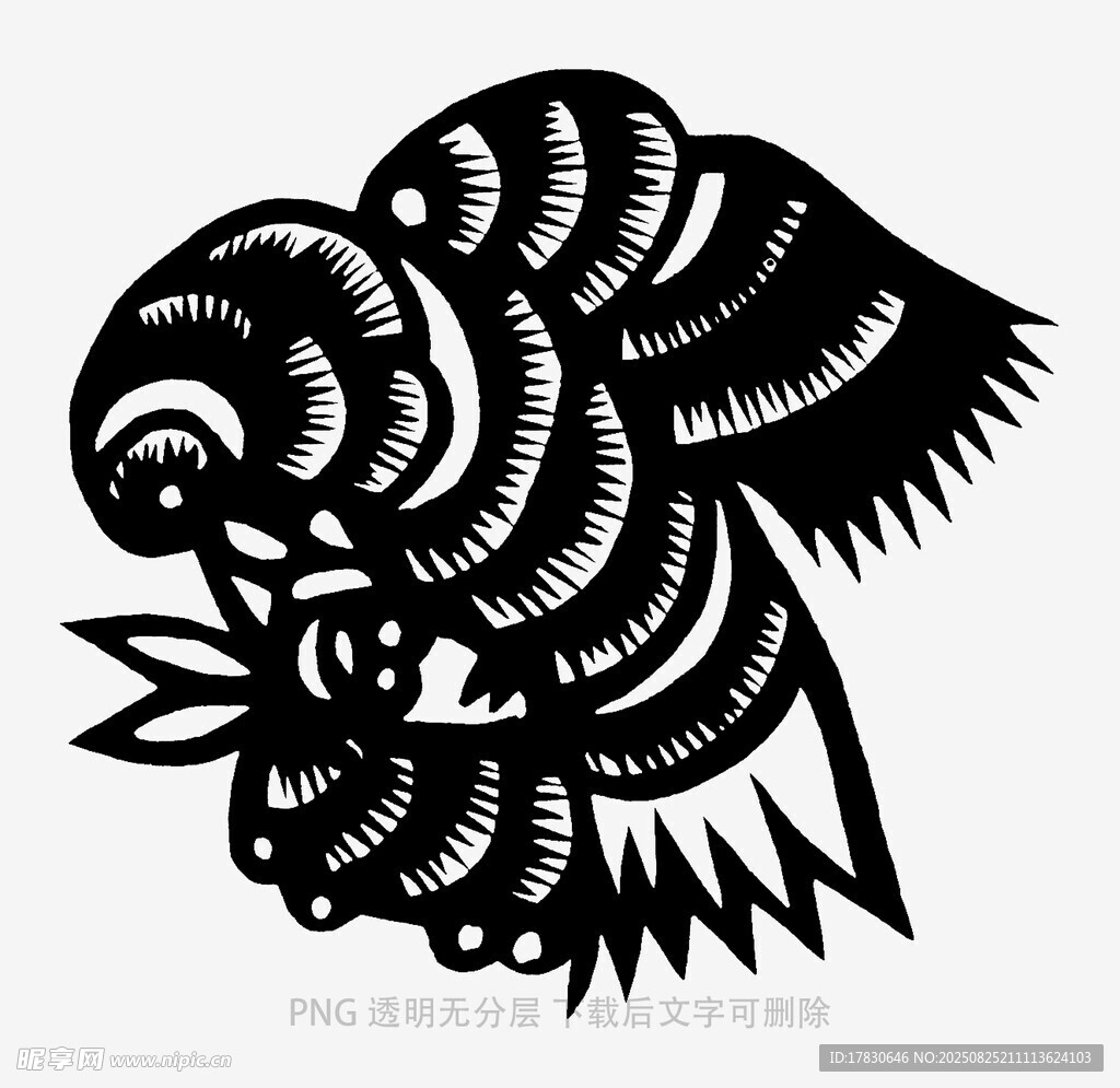 傳統(tǒng)剪紙風(fēng)的飛鳥圖案