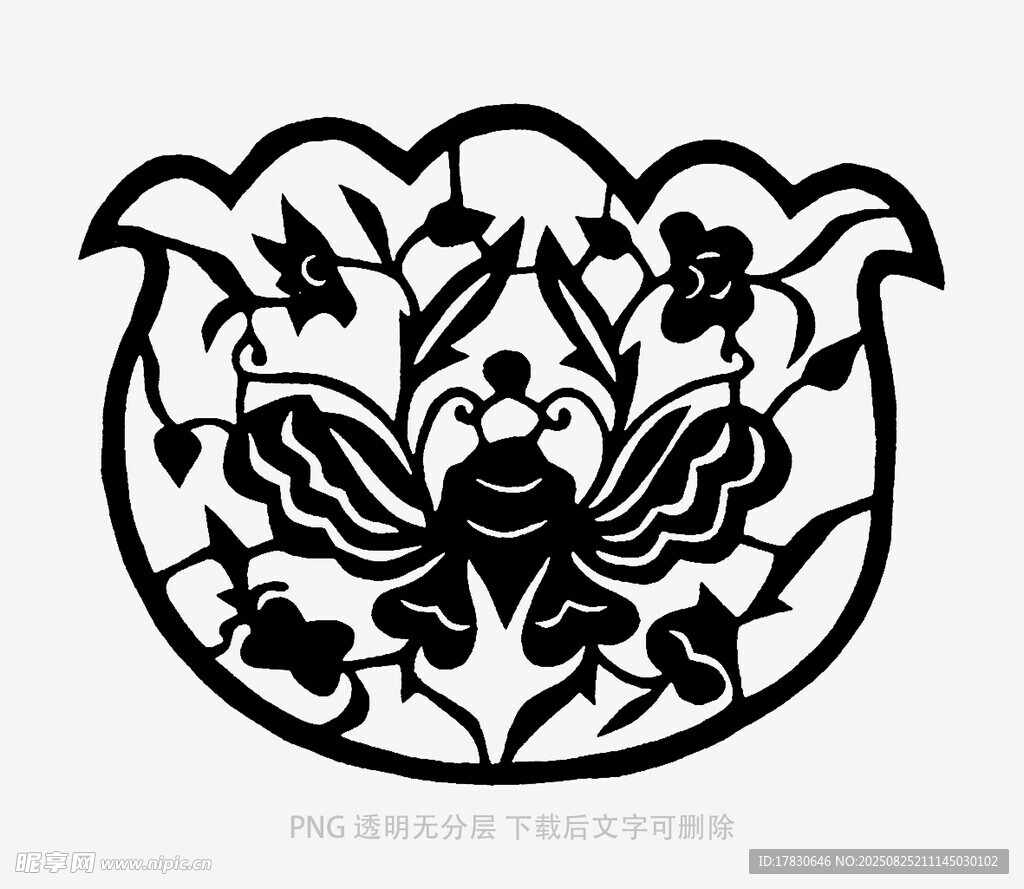 傳統(tǒng)剪紙風(fēng)蝴蝶花卉圖案