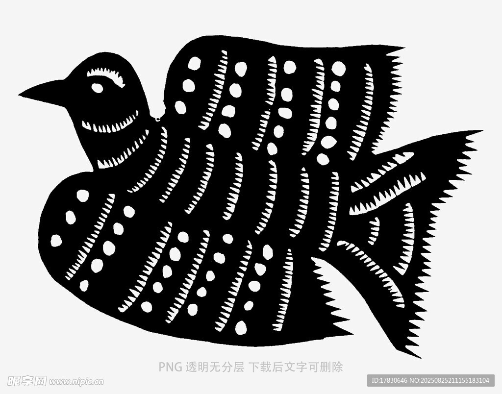 傳統(tǒng)剪紙風(fēng)格的飛鳥圖案