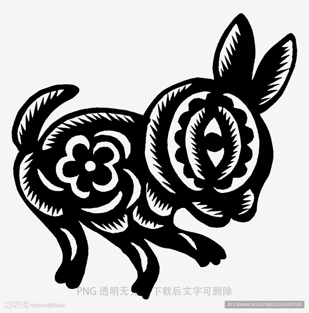 傳統(tǒng)剪紙風(fēng)兔子圖案