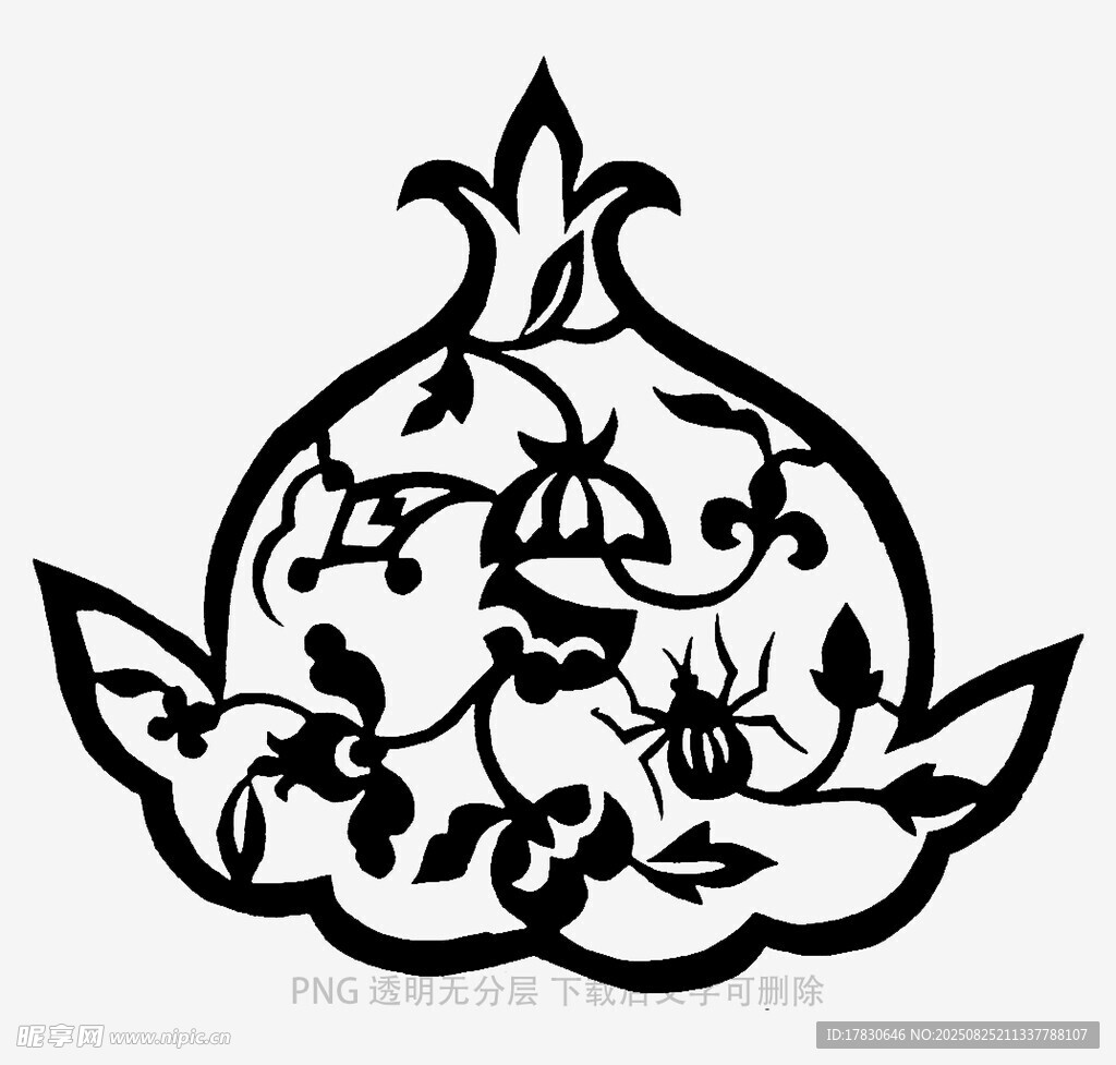 石榴花紋樣剪紙圖案