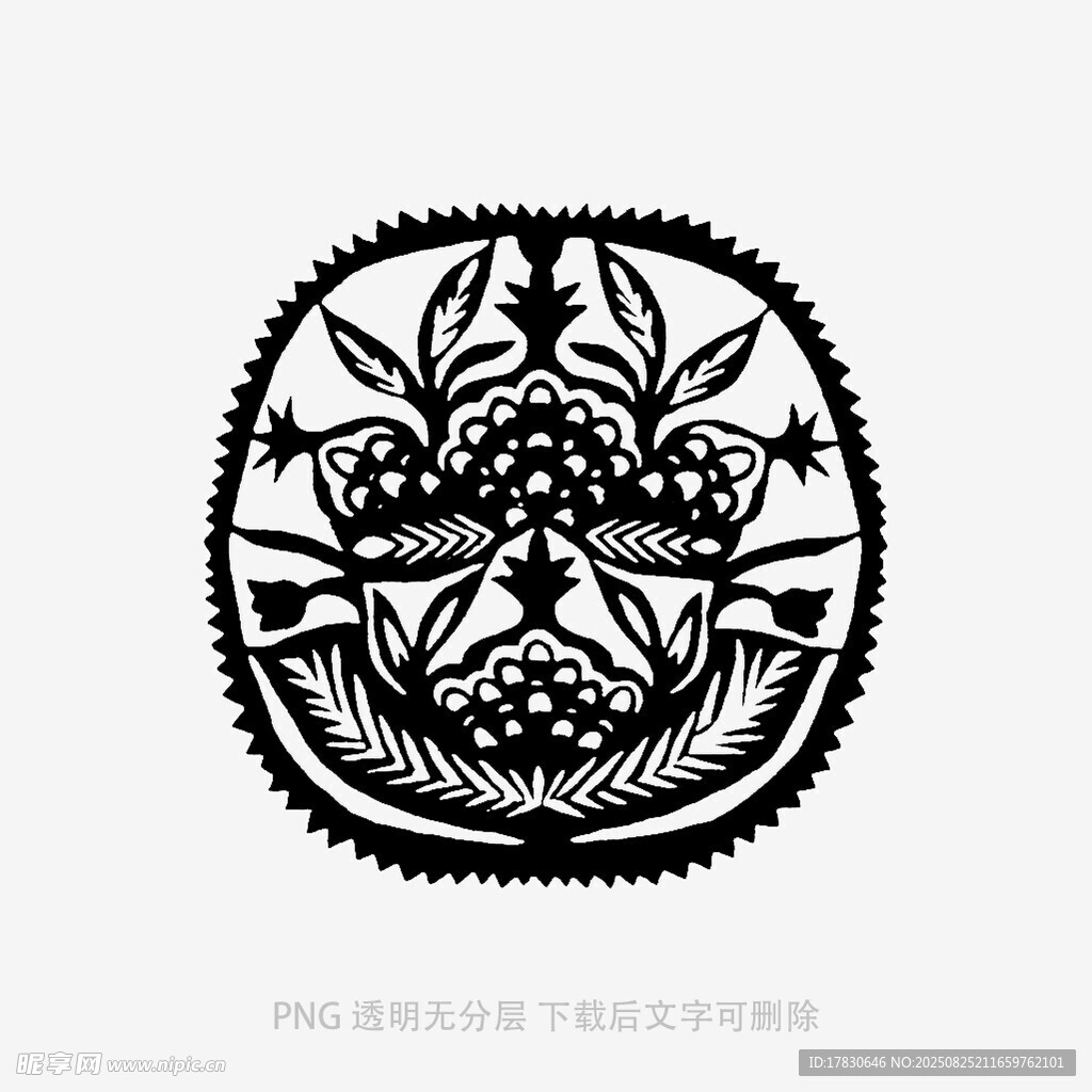 圓形黑白植物圖案藝術(shù)