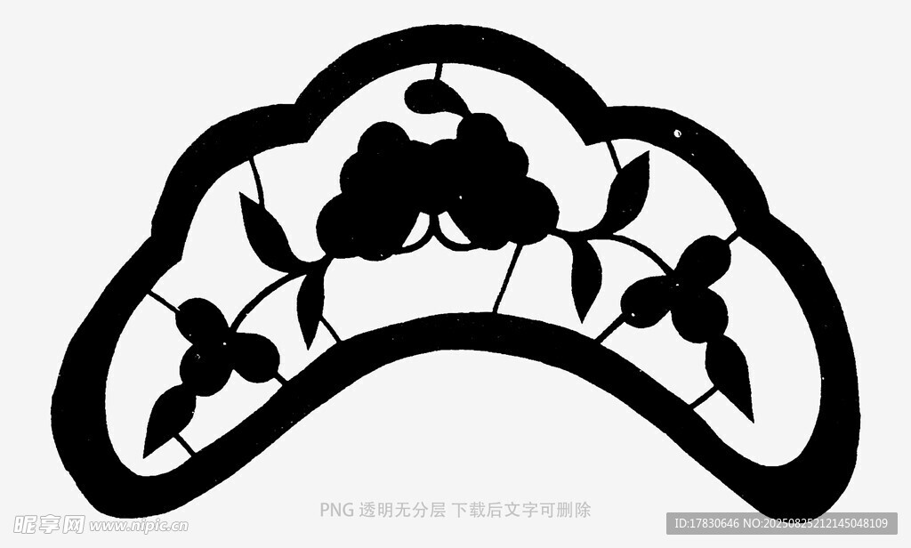 中式扇形花鳥剪紙圖案