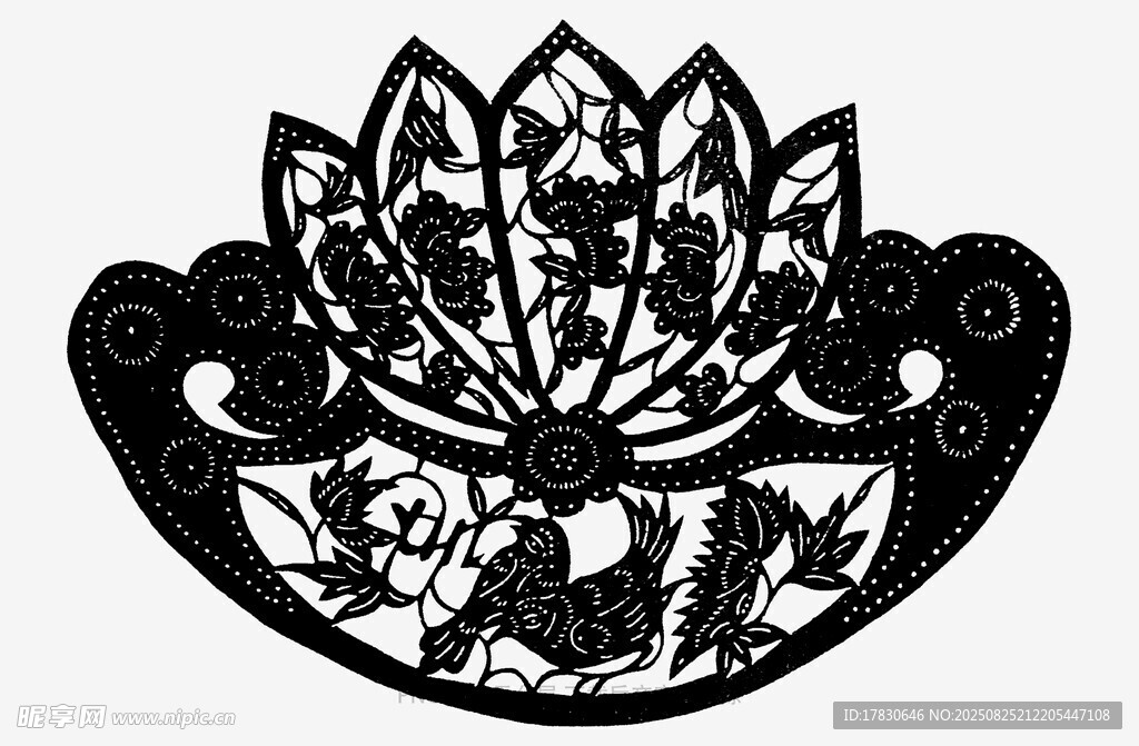 中式蓮花剪紙圖案