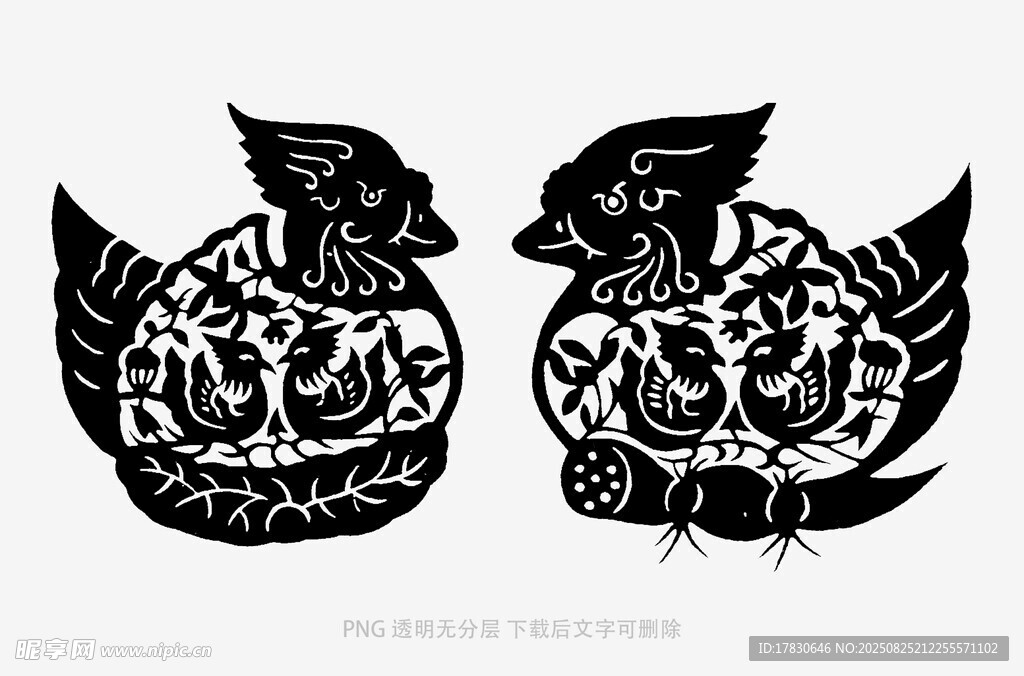 傳統(tǒng)剪紙風格雙鳥圖案