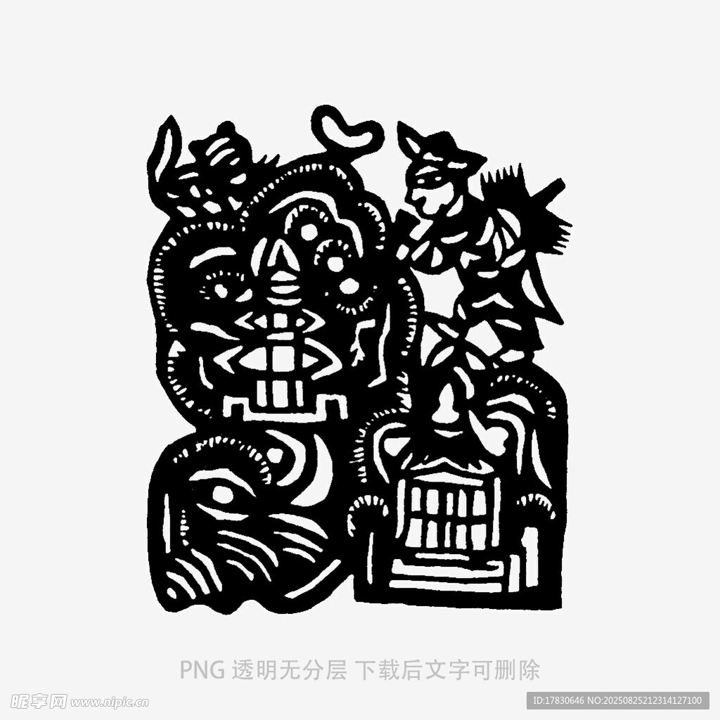 傳統(tǒng)剪紙風的神獸圖案