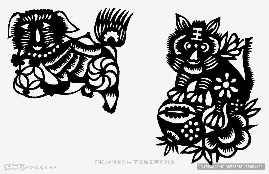 傳統(tǒng)剪紙風(fēng)的動(dòng)物圖案