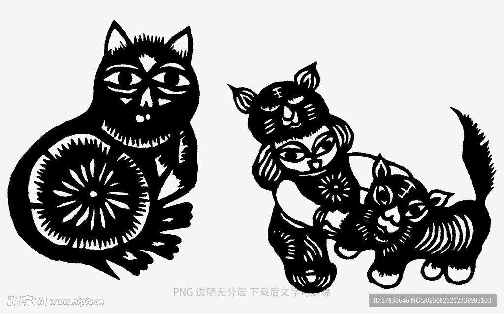 傳統(tǒng)黑貓剪紙藝術(shù)作品