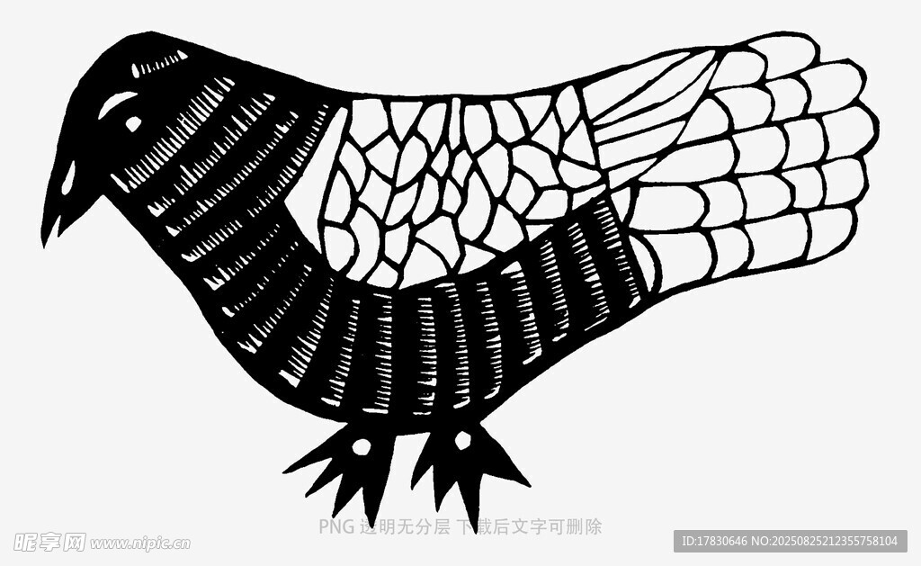 黑白剪紙風(fēng)小鳥圖案
