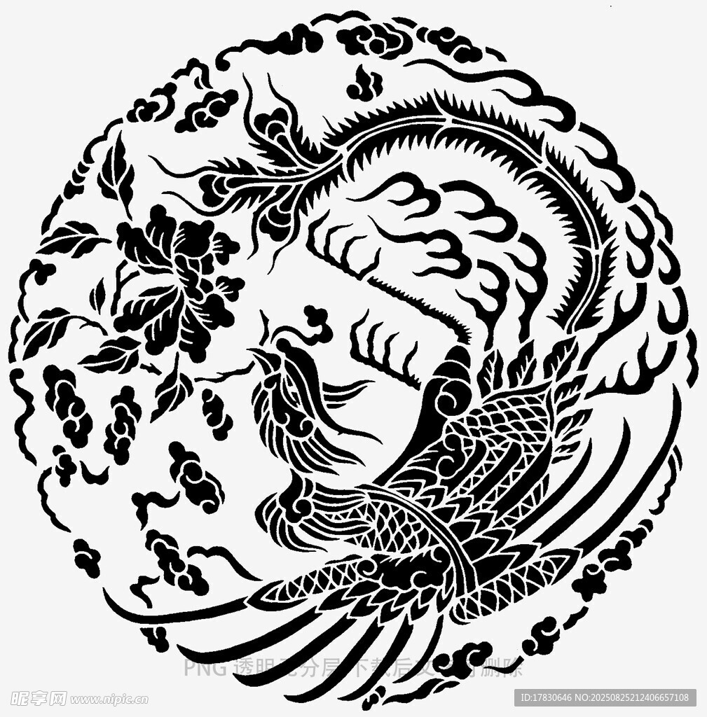 傳統(tǒng)鳳凰圓形花紋圖案