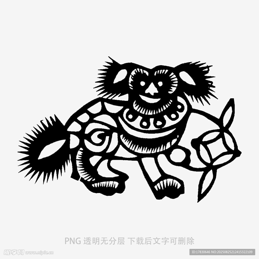 傳統(tǒng)剪紙風(fēng)萌態(tài)瑞獸圖案