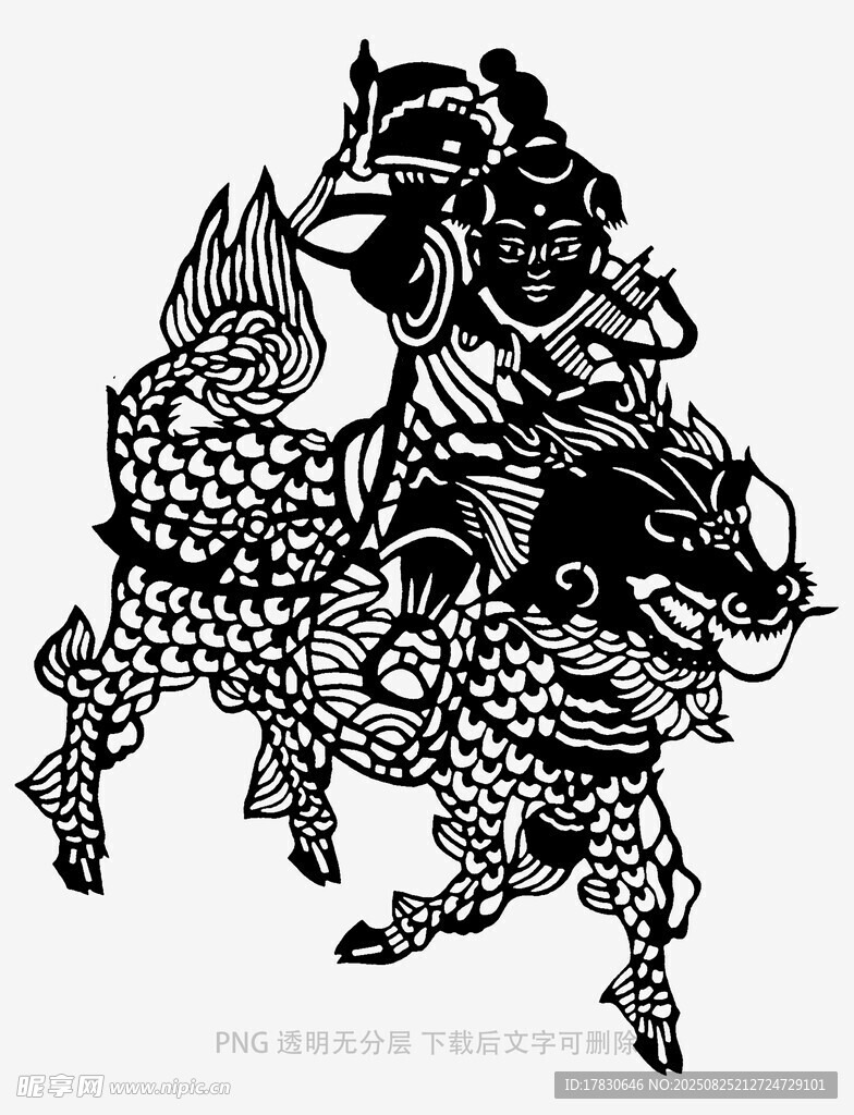 傳統(tǒng)剪紙風格的騎馬人物