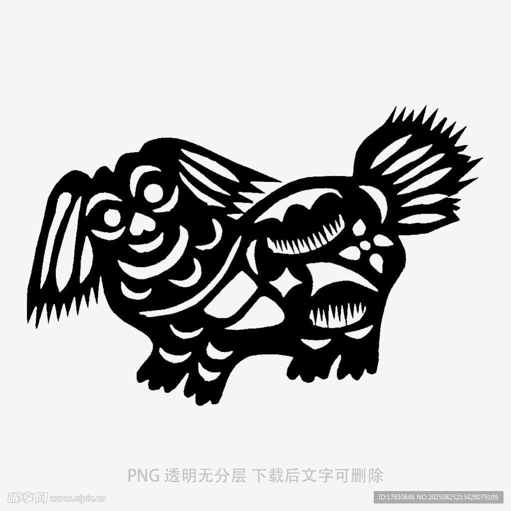 傳統(tǒng)剪紙風(fēng)格的可愛小豬