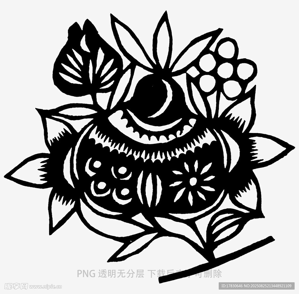 傳統(tǒng)剪紙風(fēng)水果花卉圖案
