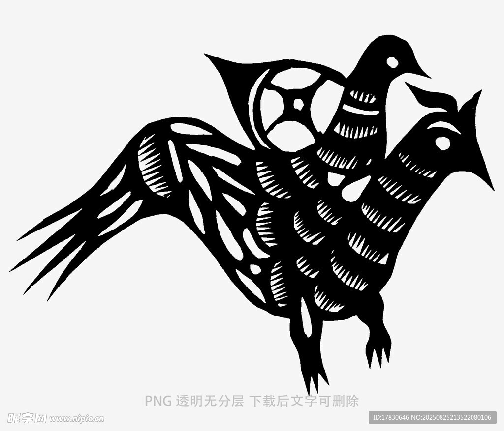 雙鳥剪紙藝術(shù)圖案