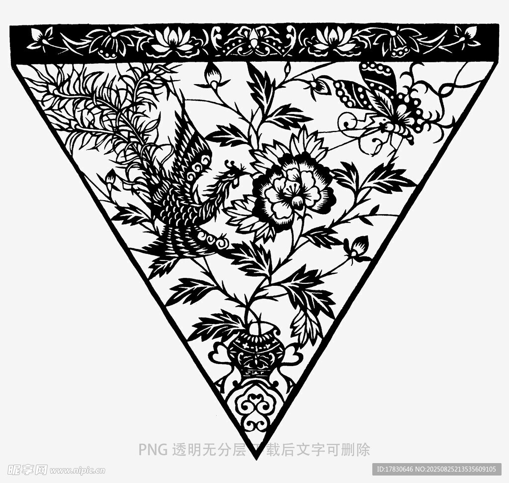 三角花卉黑白圖案設(shè)計(jì)