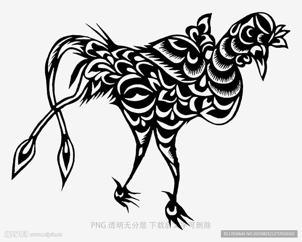 黑白花紋裝飾風(fēng)格公雞圖