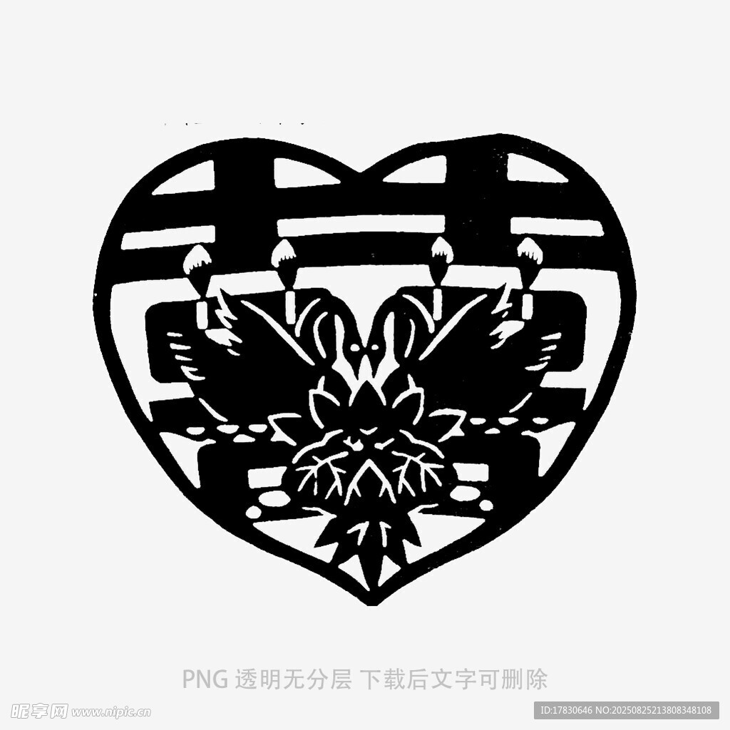 心形花卉剪紙圖案