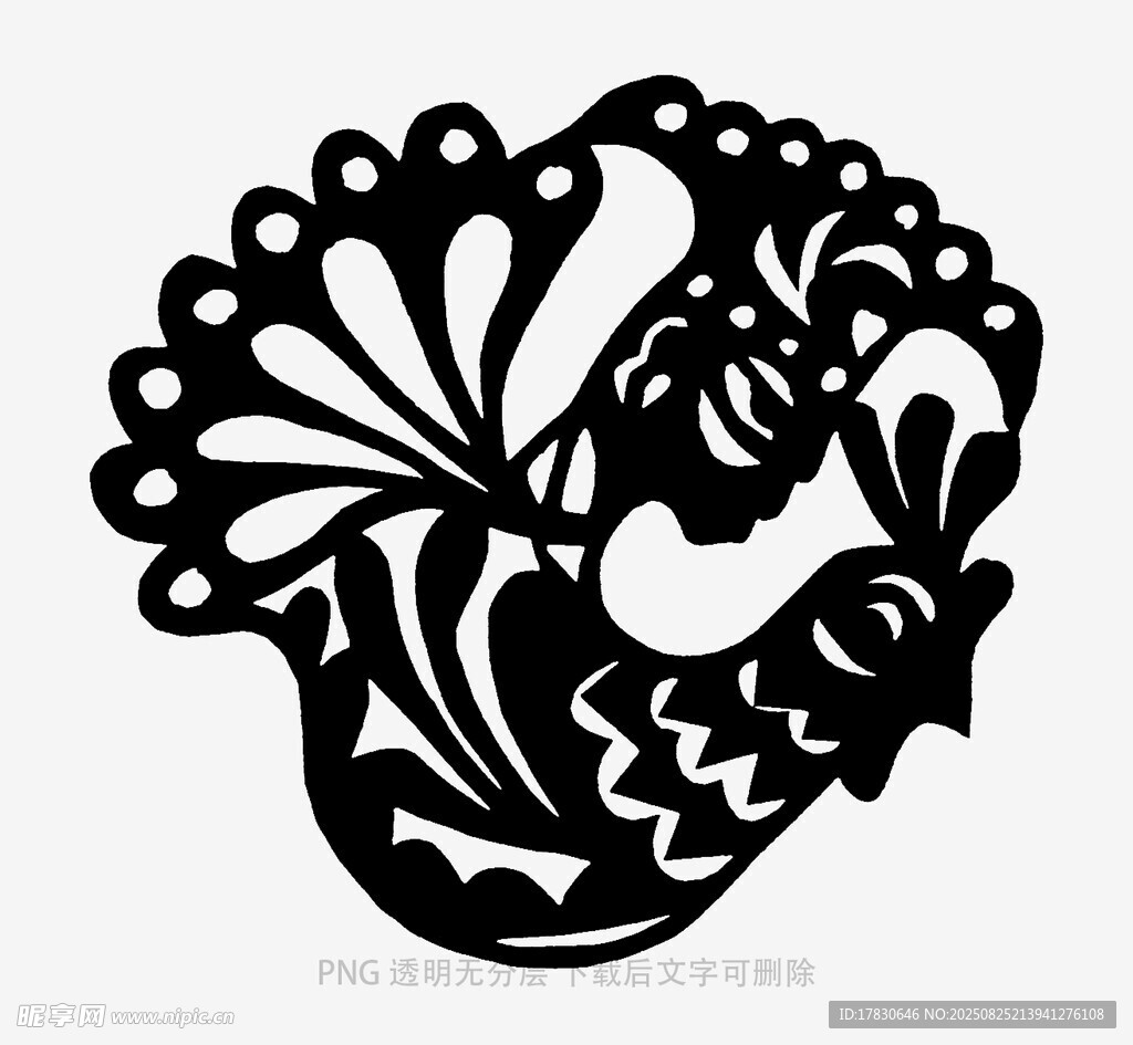 傳統(tǒng)剪紙風(fēng)的精美鳳凰圖案