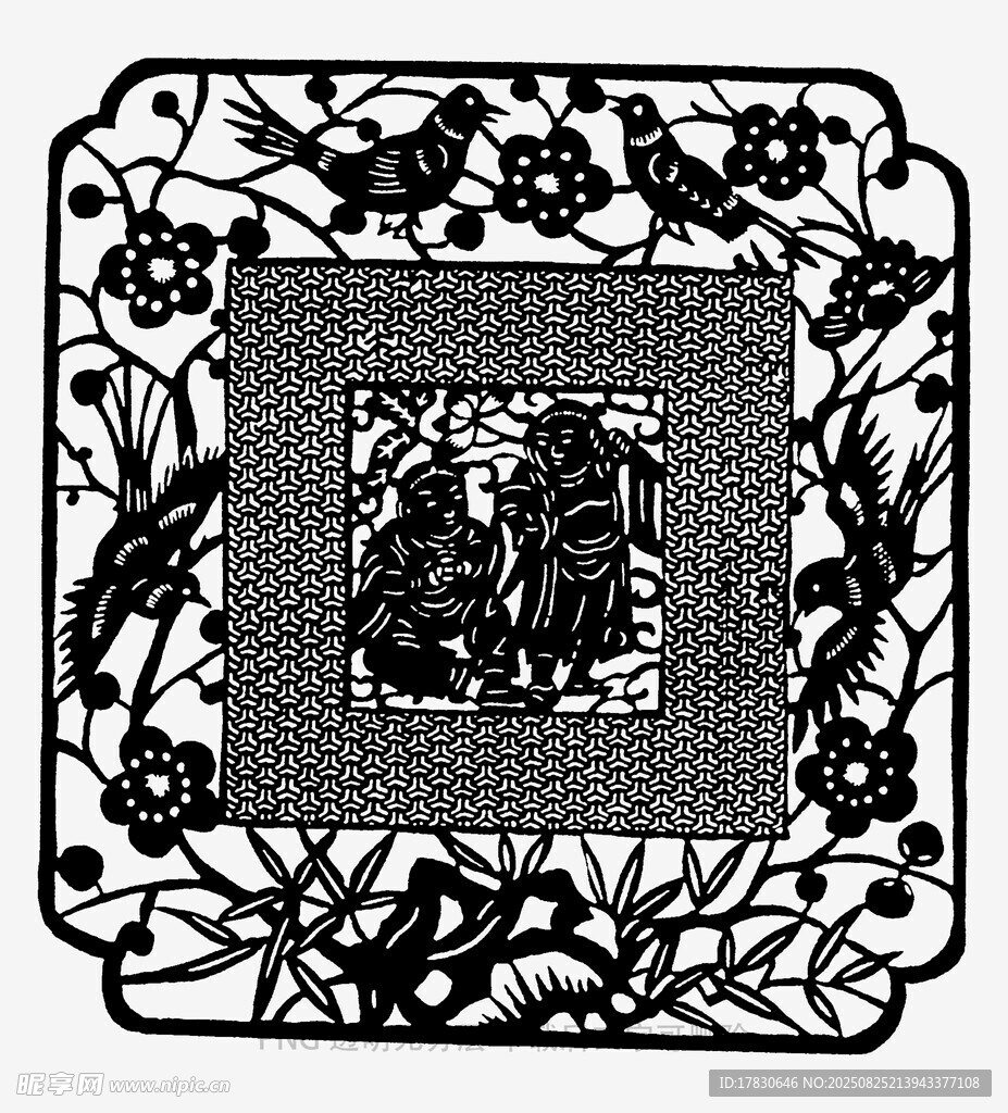 中式傳統(tǒng)花卉人物圖案