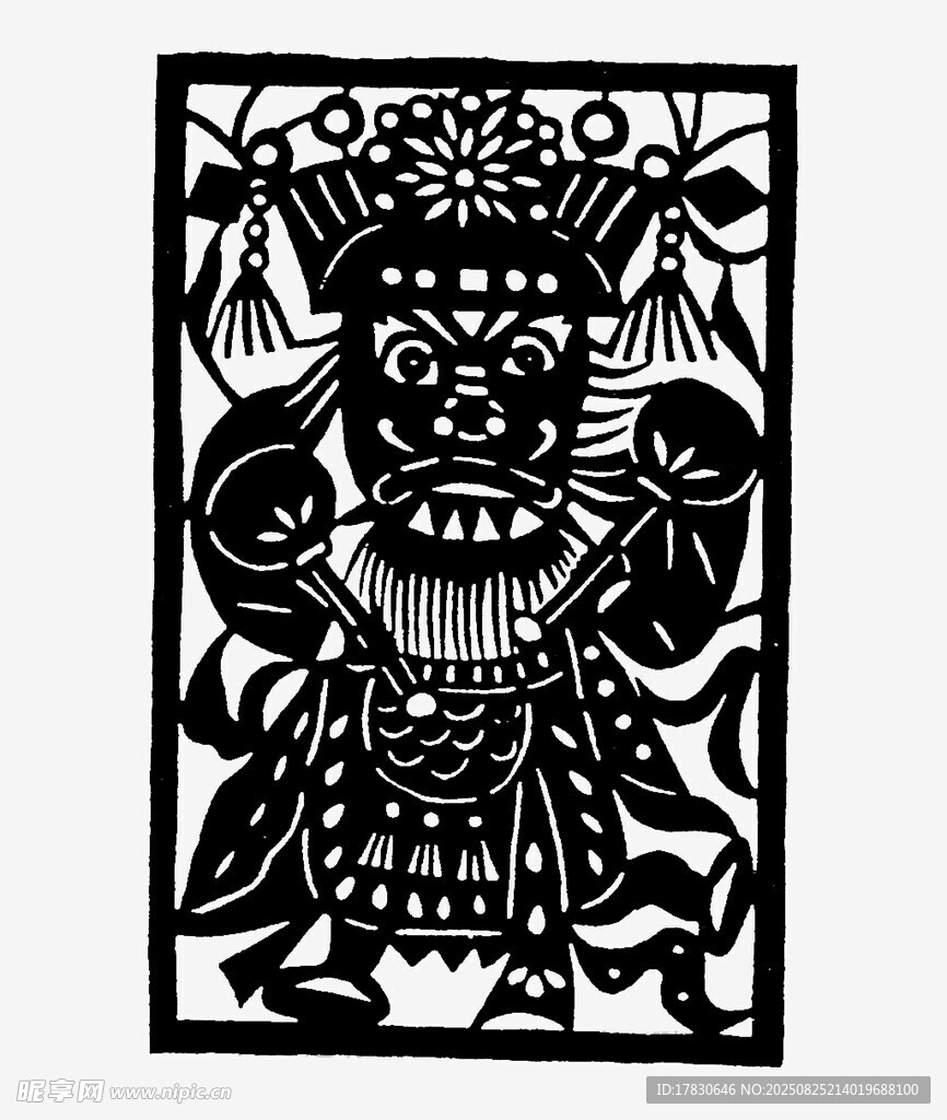 傳統(tǒng)剪紙之威武門(mén)神形象