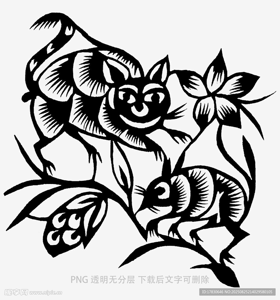 雙鼠剪紙圖案