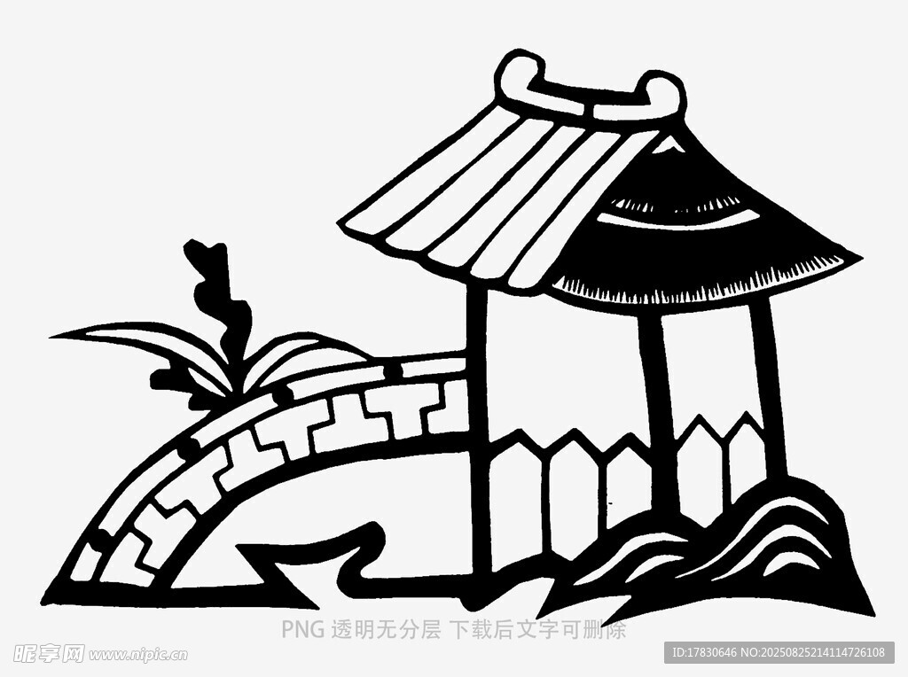中式亭臺(tái)景觀簡(jiǎn)筆畫
