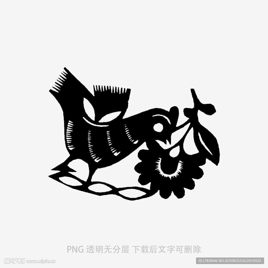 剪紙風(fēng)格的馬與花圖案